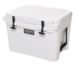 The YETI Tundra 35 is portable enough for one person to haul while still having an impressive carrying capacity. Holds 20 cans with recommended 2:1 ice-to-contents ratio.  Easy to carry with small footprint for easy storage Secure on deck for a great casting platform